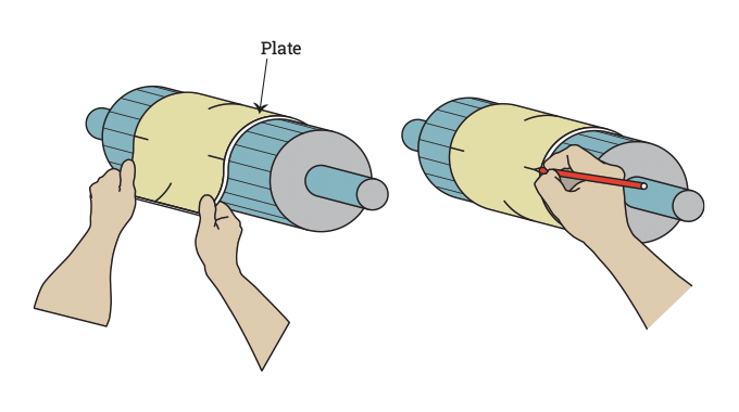 Figure 5.18 - Mounting plates by hand using guidelines