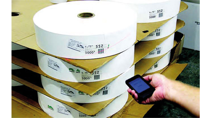 Figure 5.3 Barcode scanning of rolls using an iPod scanner. Source- Label Traxx Figure 5.3 Barcode scanning of rolls using an iPod scanner. Source- Label Traxx