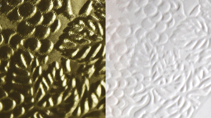 Figure 5.5 - Comparison of combination (left) and blind embossing