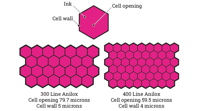 Figure 5.6 - Examples of anilox cell structures