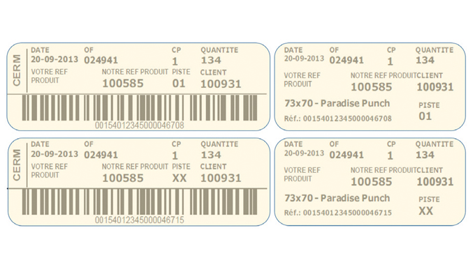 Figure 5.9 Printed closing (left) and core labels (right) for roll identification. Source- Cerm