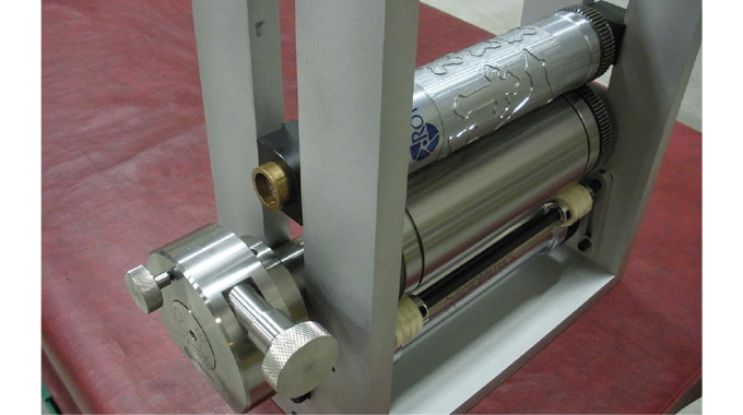 Figure 8.11 - A RotoMetrics adjustable anvil shown set up in the frame