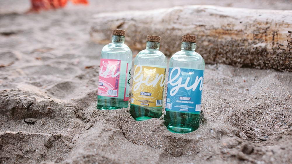 Seawake Gin bottles use UPM Raflatac’s Ocean Action labels made by repurposing ocean-bound plastic waste