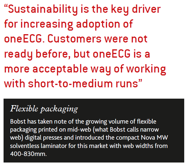 Sustainability is the key driver for increasing adoption of oneECG. Customers were not ready before, but oneECG is a more acceptable way of working with short‑to‑medium runs