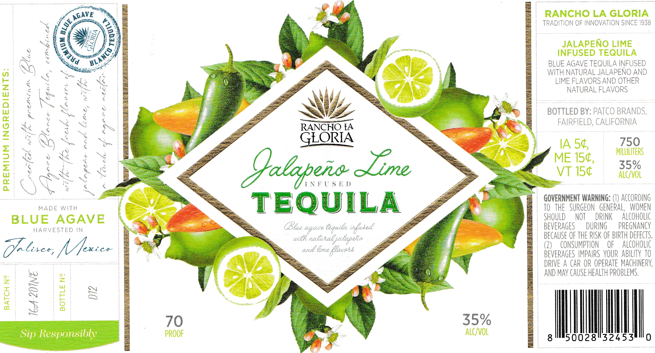AWT Labels & Packaging Anaheim, USA for Rancho La Gloria Jalapeño Lime Infused Tequila, submitted by TLMI (USA)