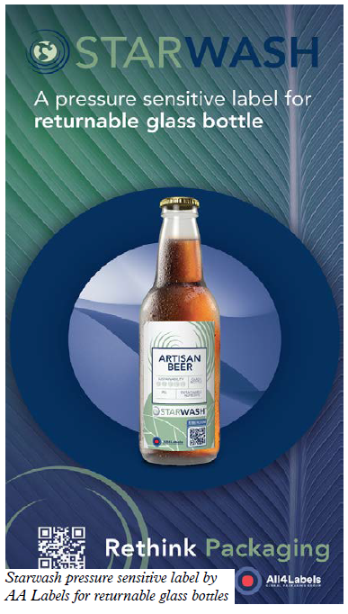Starwash pressure sensitive label by AA Labels for returnable glass bottles