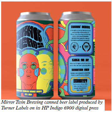 Mirror Twin Brewing canned beer label produced by Turner Labels on its HP Indigo 6900 digital press