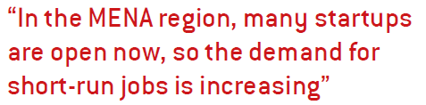 “In the MENA region, many startups are open now, so the demand for short-run jobs is increasing