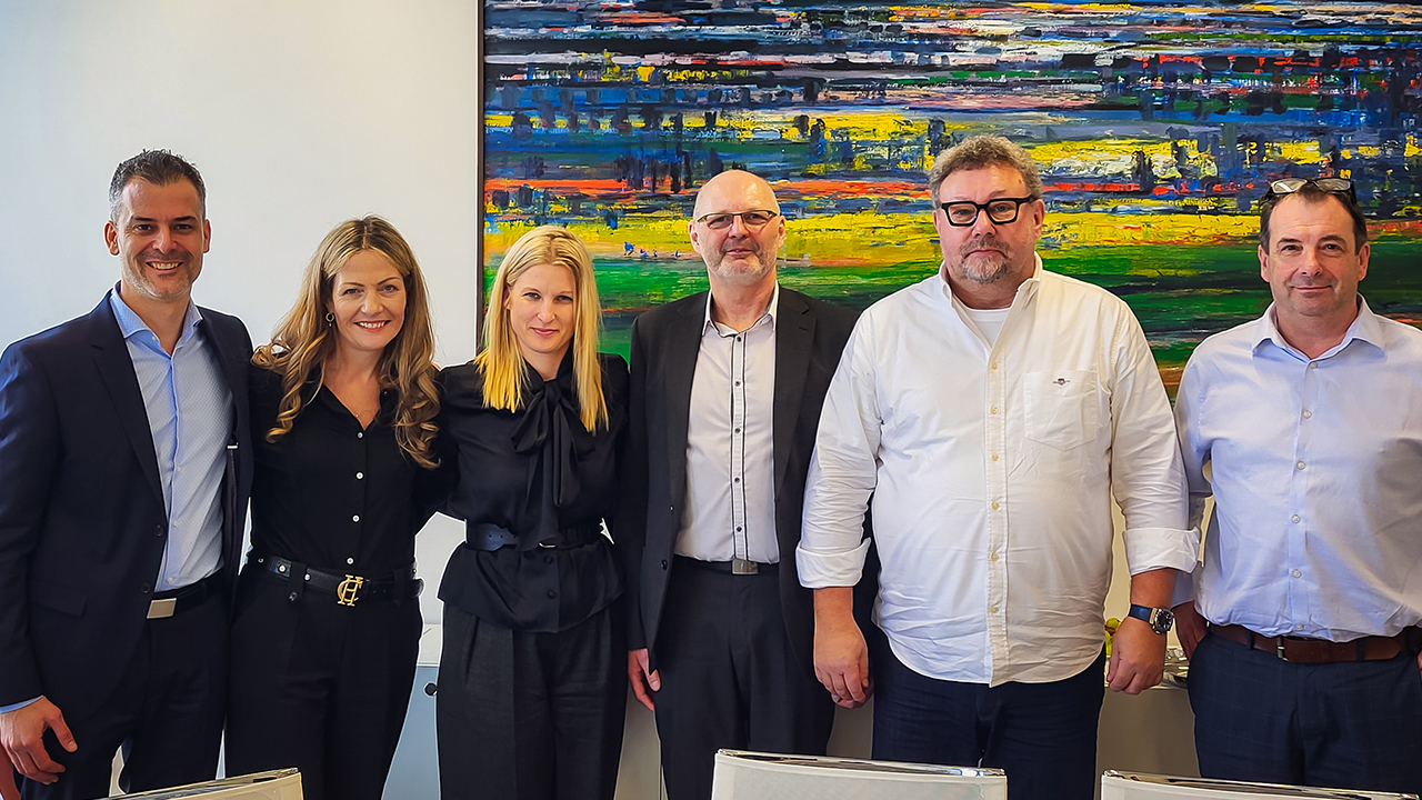 L-R: Stefan Keck, group treasury director and M&A project manager at Coveris; Jo Ormrod, president of paper business unit at Coveris; Silke Schimmerl, general counsel at Coveris; Miroslav Vrba, CEO of S&K Label; Radek Svoboda, majority shareholder at S&K Label and Andrew Joy, finance director paper business unit at Coveris.