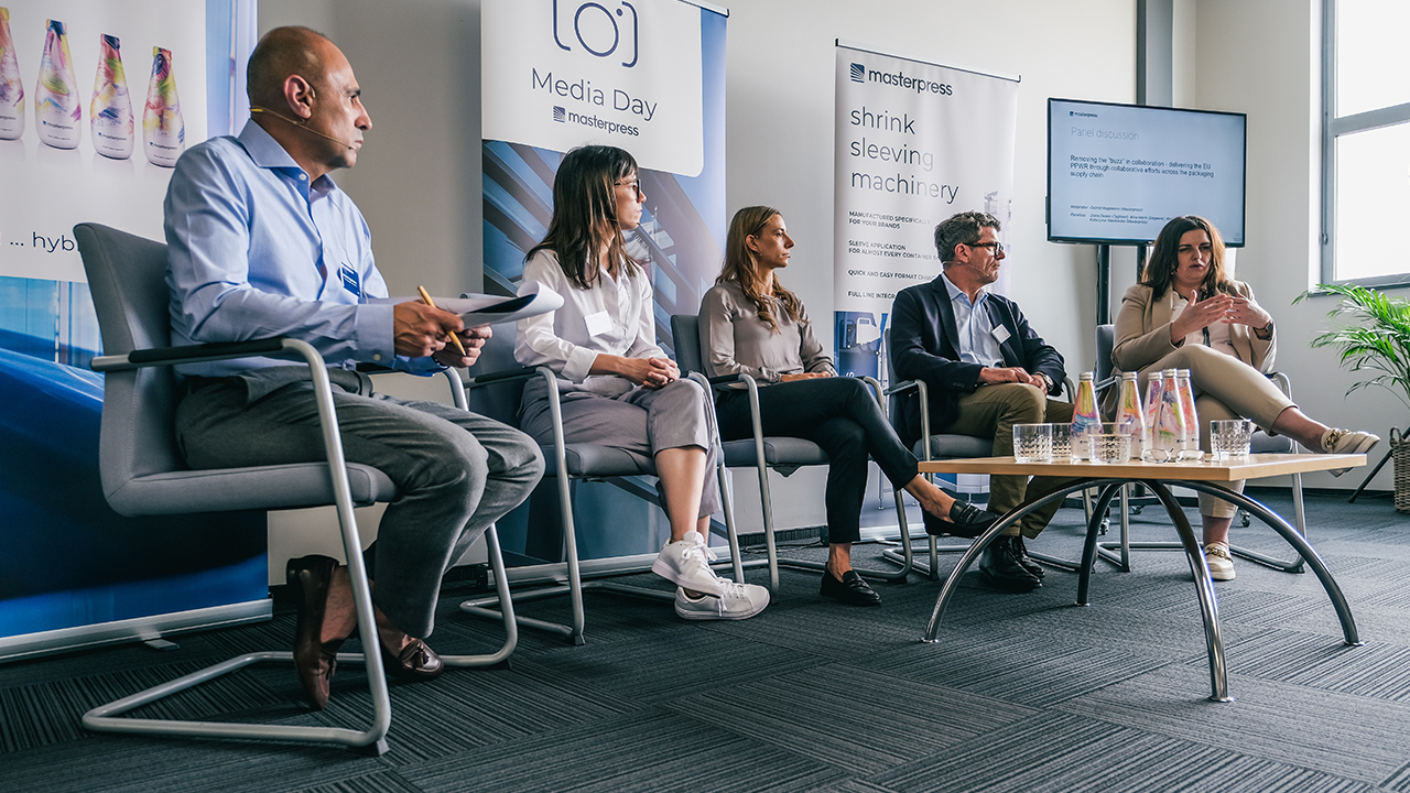 Gabriel Magdaleno, Diana Dedeic, Alina Marm, Marc Lavor and Kasia Wasilewska sit next to each other on a panel