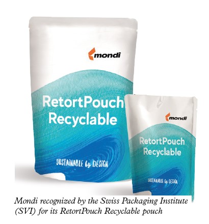 Mondi recognized by the Swiss Packaging Institute (SVI) for its RetortPouch Recyclable pouch