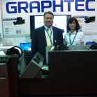 L-R: Hiroyuki Takahata, senior managing director, and Hitomi Aoki with Graphtec’s new LabelRobo LCX1000