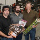 (L-R) Tom Castle-CEO, Will Wyman-operations manager, Jeff Elmer-plant manager standing in front of their new pouch converter