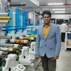 Karunakar, MD and CEO of Sreeven with the new 8-color Lombardi Synchroline 430 press