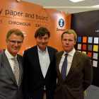 John Tucker (sales director Zanders Paper), Lars Forsberg (Lessebo Papers) and Tom Olander (CEO Jool Invest) present the new cooperation of the two paper mills
