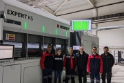 The new machine which has been installed this year includes a host of Bobst unique features including a 700mm diameter coating drum which is the largest in the industry, along with the AluBond process, Hawkeye in-line optical density deposition control and defect monitoring system and a high rate source.