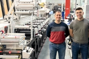 Miguel and Mario Iváñez, sons of the founder and CEO Jose Luis Iváñez, with the company’s new Mark Andy Evolution 5 press