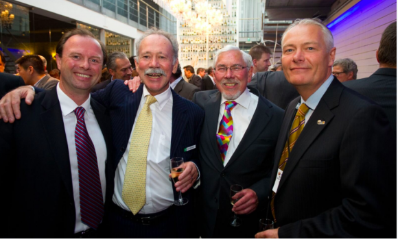 L-R: Nigel Vinecombe of Multi-Color Corporation, Noel Mitchell of UPM Raflatac, Barry Hunt of L&L and Jakob Landberg of Nilpeter at the Label Industry Global Awards in 2011