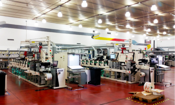 The two 8-color Nilpeter FB3300S flexo screen presses at Gaez