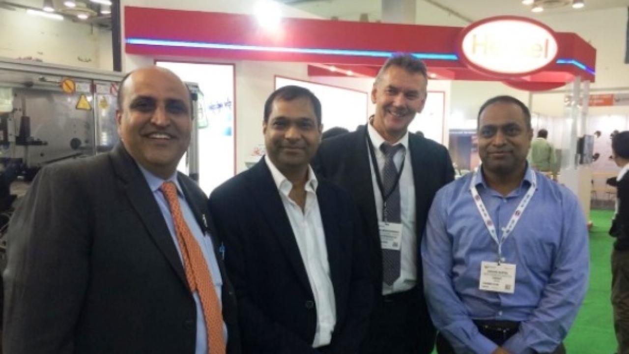 Ranesh Bajaj, managing director at Vinsak with the RBC team during Labelexpo India 2016 