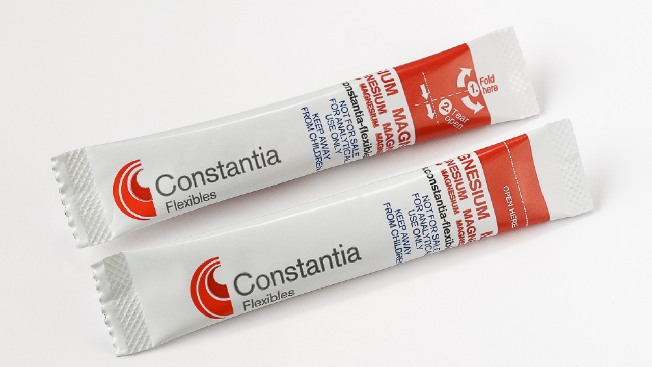 Constantia Flexibles’ laser-perforated stick packs are comprised of PET/AL/PE or even paper/AL/PE Constantia Flexibles’ laser-perforated stick packs are comprised of PET/AL/PE or even paper/AL/PE