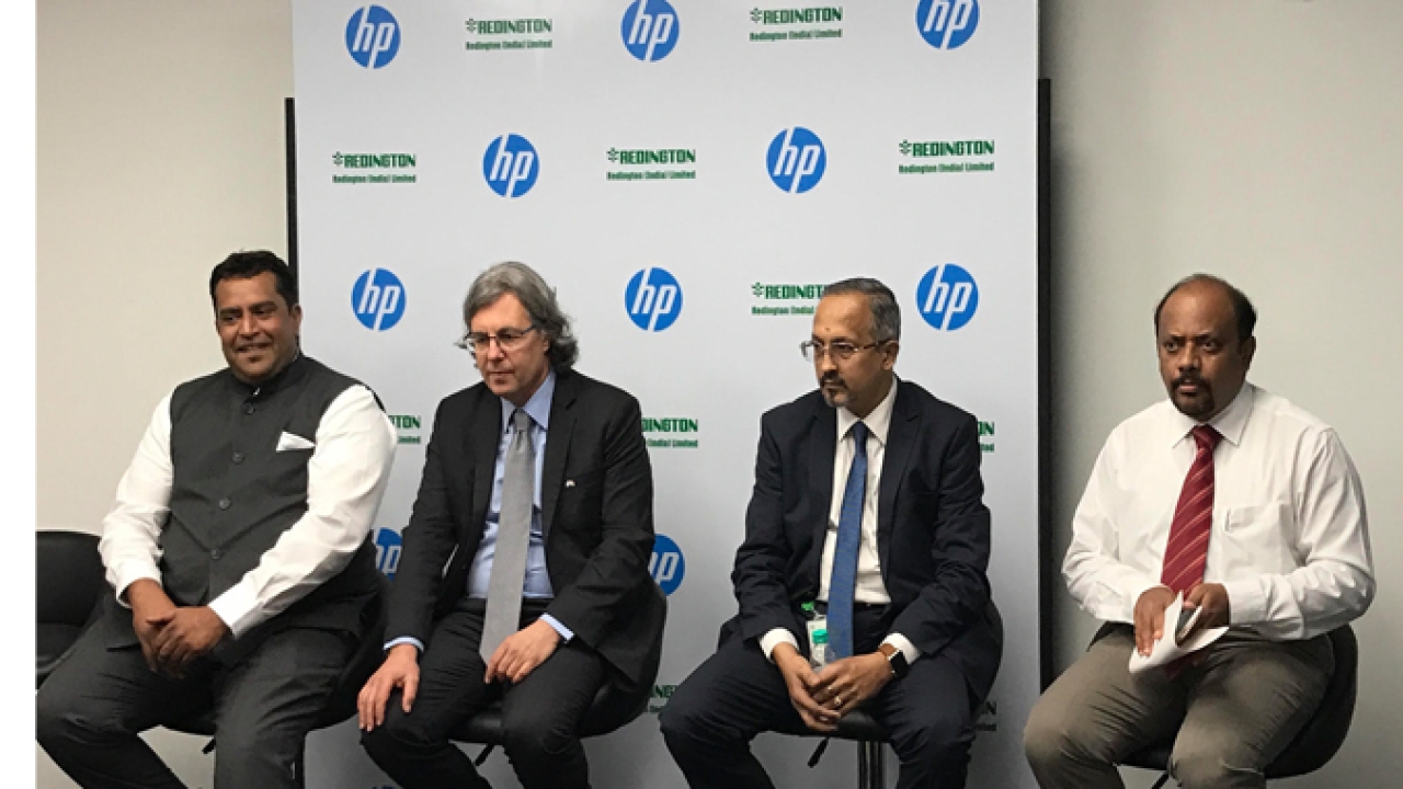 L to R: A Appadurai, country manager, Digital Press and Inkjet Business solutions, GSB, HP India; Alon Bar Shany, vice president and general Manager, Indigo Division, HP; Kasturirangan, wholetime director, Redington; Ramesh Natarajan, president, Redington at the launch of HP Indigo Centre of Excellence at Chennai