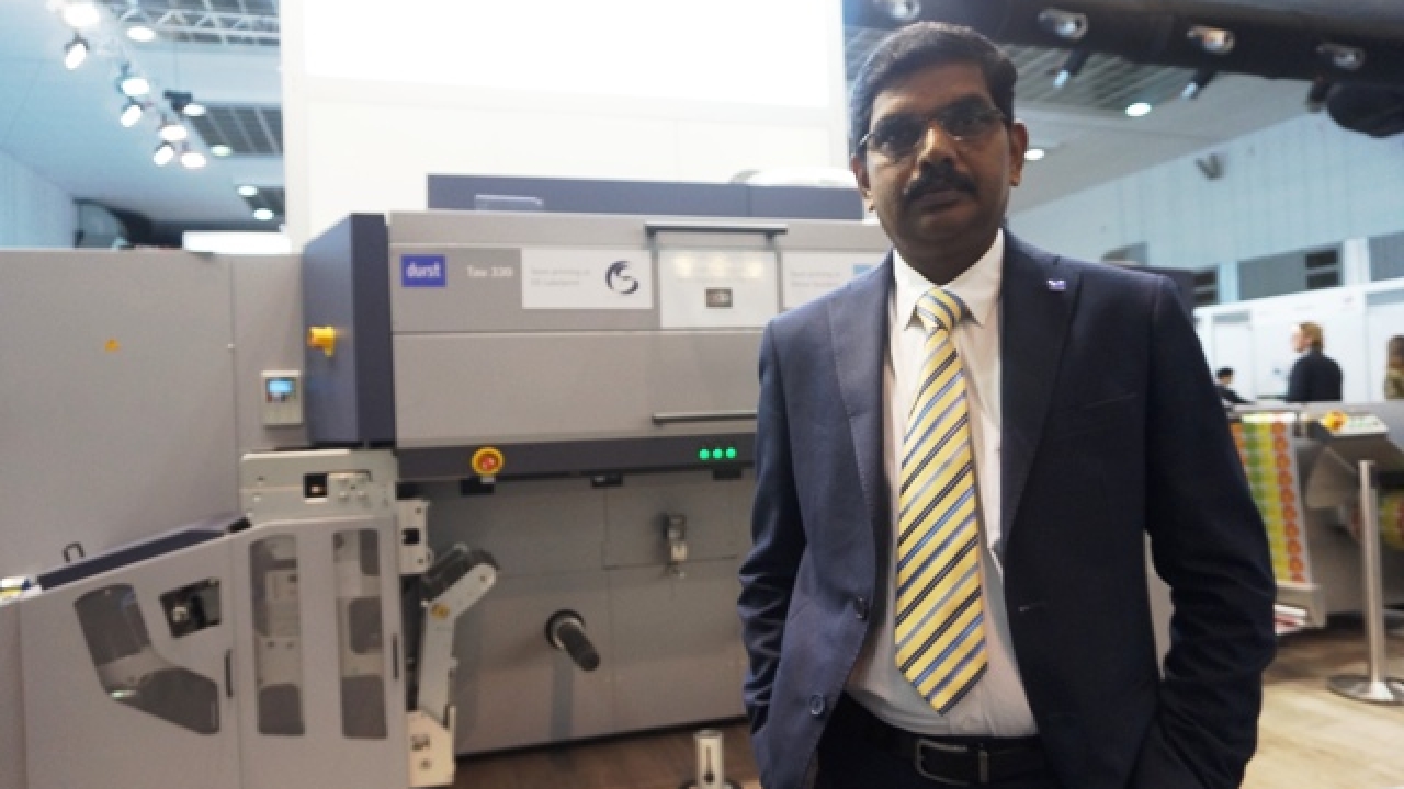 S Venkatesh of Printronics at Labelexpo Europe 2017