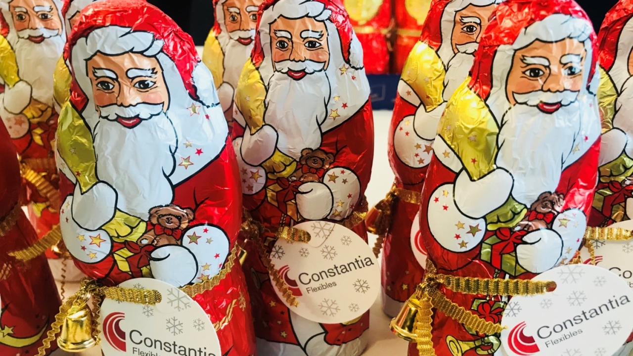 Today, Constantia Flexibles manufactures packaging for more than 50 percent of the 150 million chocolate Santa Clauses produced in Germany every year Today, Constantia Flexibles manufactures packaging for more than 50 percent of the 150 million chocolate Santa Clauses produced in Germany every year