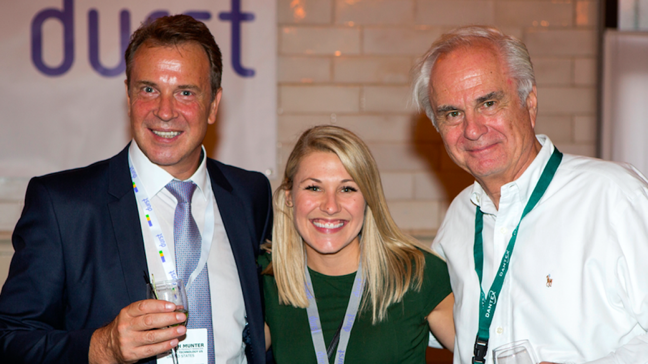 L-R: Helmuth Munter, Emily Kroll, Durst, and Ron Nagy general manager MPI/Labeltek celebrate the LFS order at Labelexpo Americas 2016