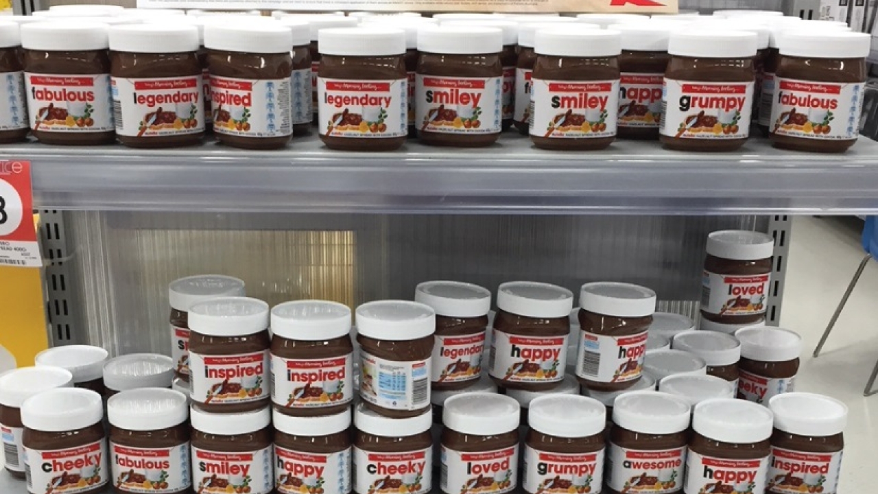 Nutella jars could be personalized in Kmart Australia stores nationwide Nutella jars could be personalized in Kmart Australia stores nationwide
