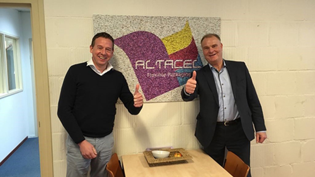 Edwin Spijkers, sales area manager, Apex International, and Rene Bouwman, director of operations, Volkers, at Altacel Printers in the Netherlands