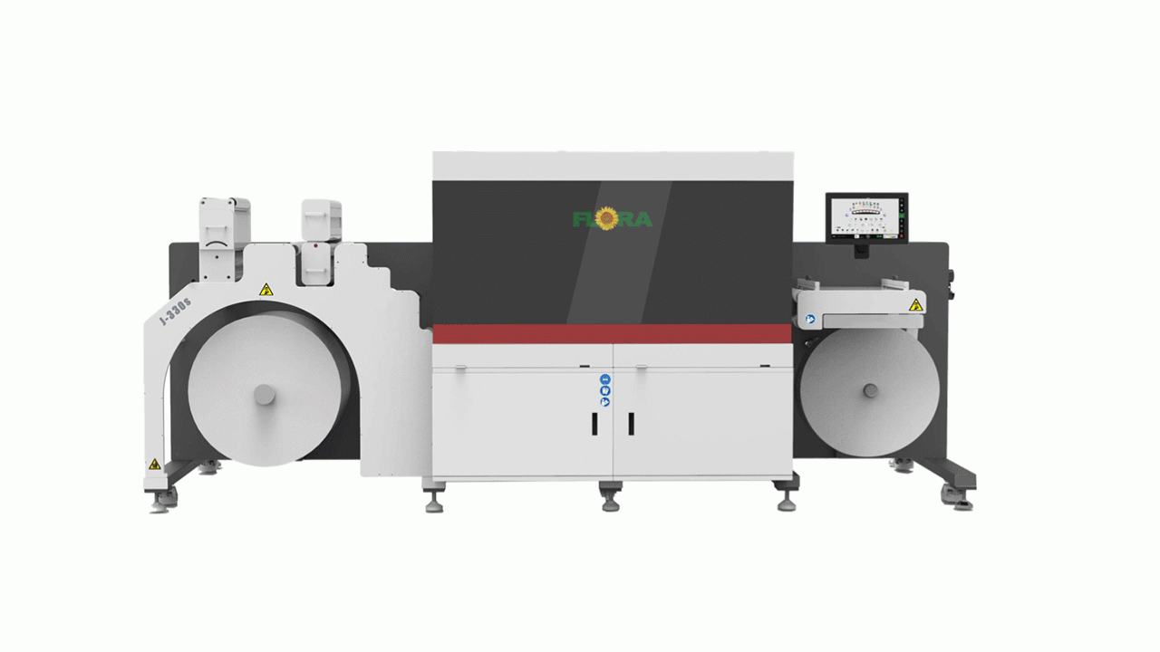 Five-color CMYKW UV inkjet press designed as compact and fully integrated single-pass platform