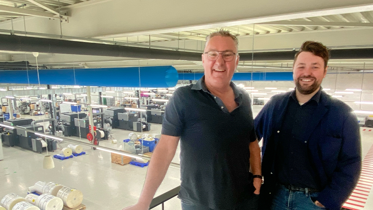 Cees and Tom Schouten in Geostick’s new digital production facility