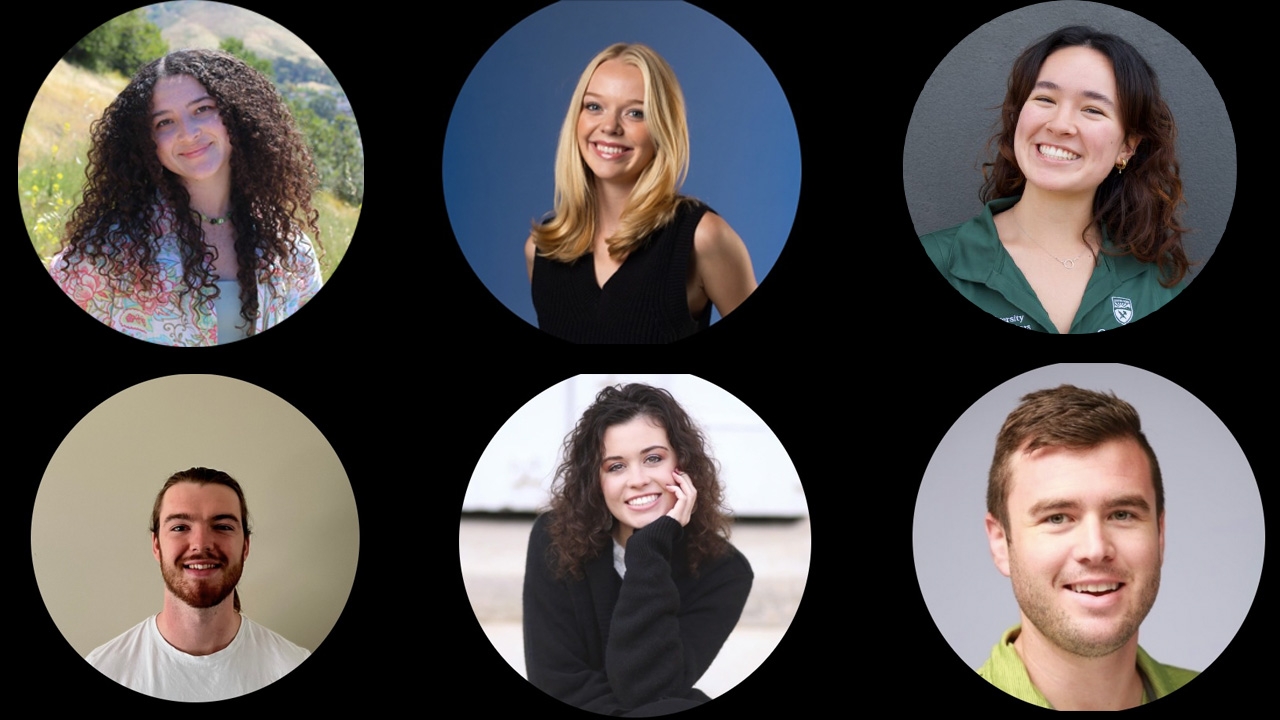 Clockwise: Keilana Calder, California Polytechnic University, Kendra Roberson, California Polytechnic University, Reilly Yuen, California Polytechnic University, Sam Ricci, Illinois State University, Keylie Hendges, Appalachian State University and TLMI Member Employee Scholarship: Luke Westlake, Brook & Whittle