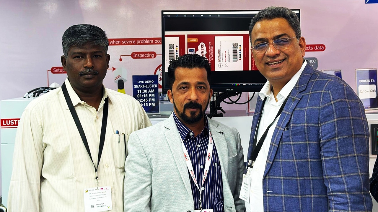 L-R: Perumaran Nadar, Sunil Sawant and Gourav Roy at Labelexpo India 2024    