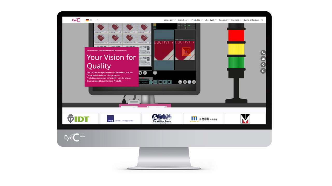The EyeC site on a computer screen
