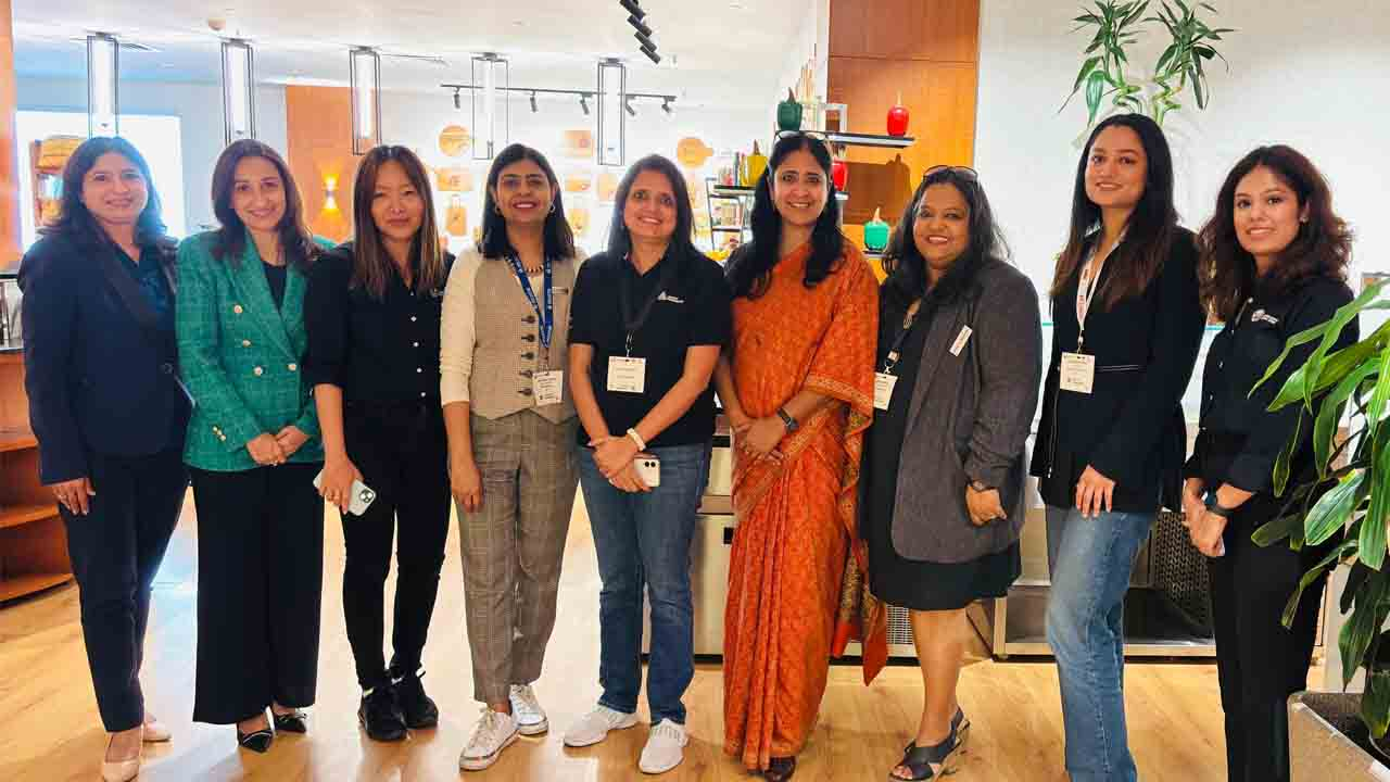 (L-R) Sonal Sheth, director, Sheth Printograph; Ashima Ahuja, director, Multitec; Jade Grace, managing director of Labelexpo Global Series; Priyanka Rathi, head of marcom, Holostik; Bhavprita Harshawardhan, director of digital solutions South Asia at Avery Dennison; Priyanka Singla, director- segment development and sustainability, label and graphic materials, South Asia, Avery Dennison India; Benita Paul, head of marketing - Asia, Siegwerk; Isha Deshpande, director, Trigon Digipack; and Akanksha Meena, glo
