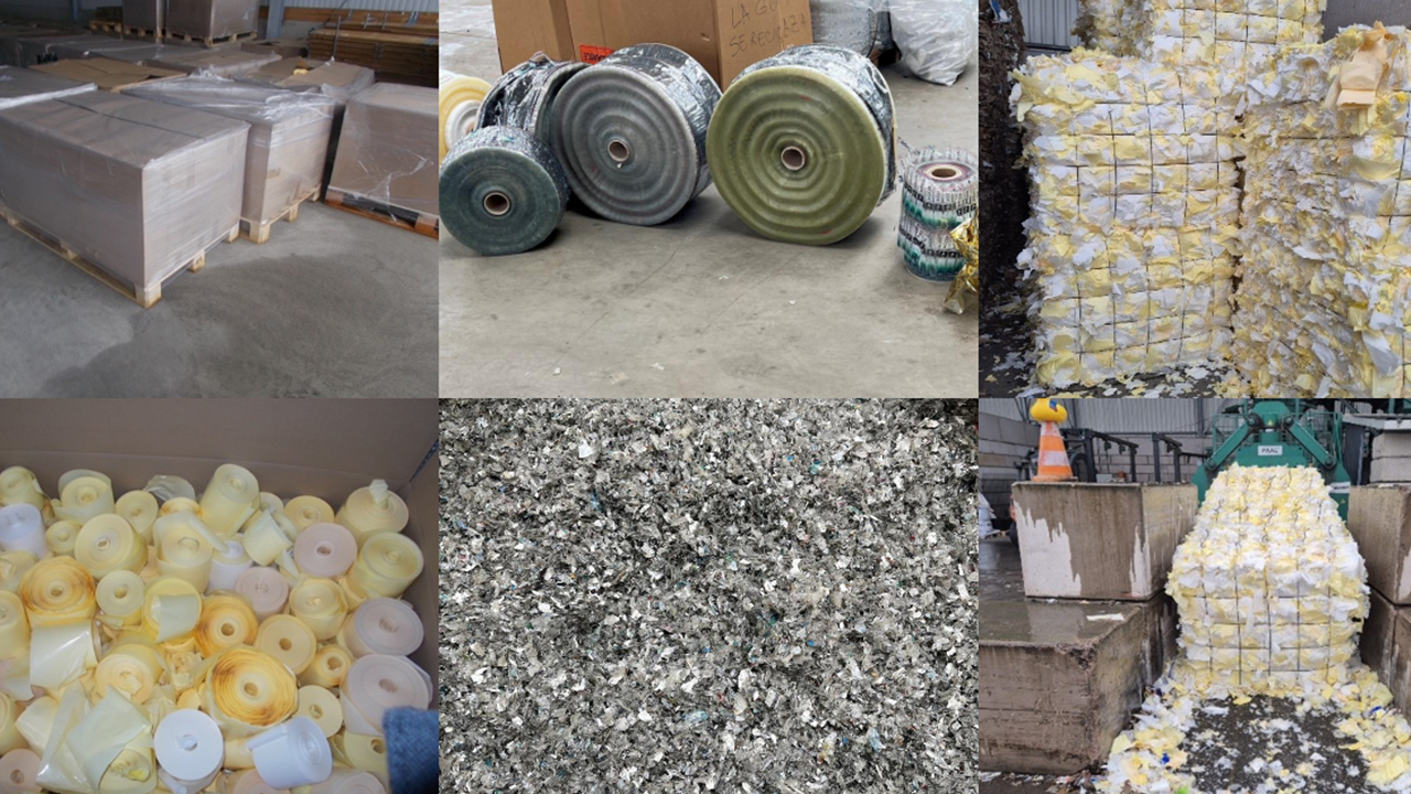 a collage of images of material