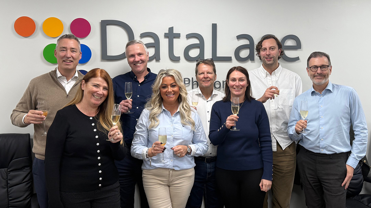 L-R: Magnus Billfalk, group treasurer at Bergman & Beving; Karen Lewis, shareholder at DataLase; Ally Grant, chief technology officer at DataLase; Nicola Dustain, shareholder at DataLase; Paul Dustain, chief sales and marketing officer at DataLase; Clare Lewis, chief executive officer at DataLase; Björn Sjöberg, general counsel at Bergman & Beving; Eric Persson, head of safety technology division at Bergman & Beving.