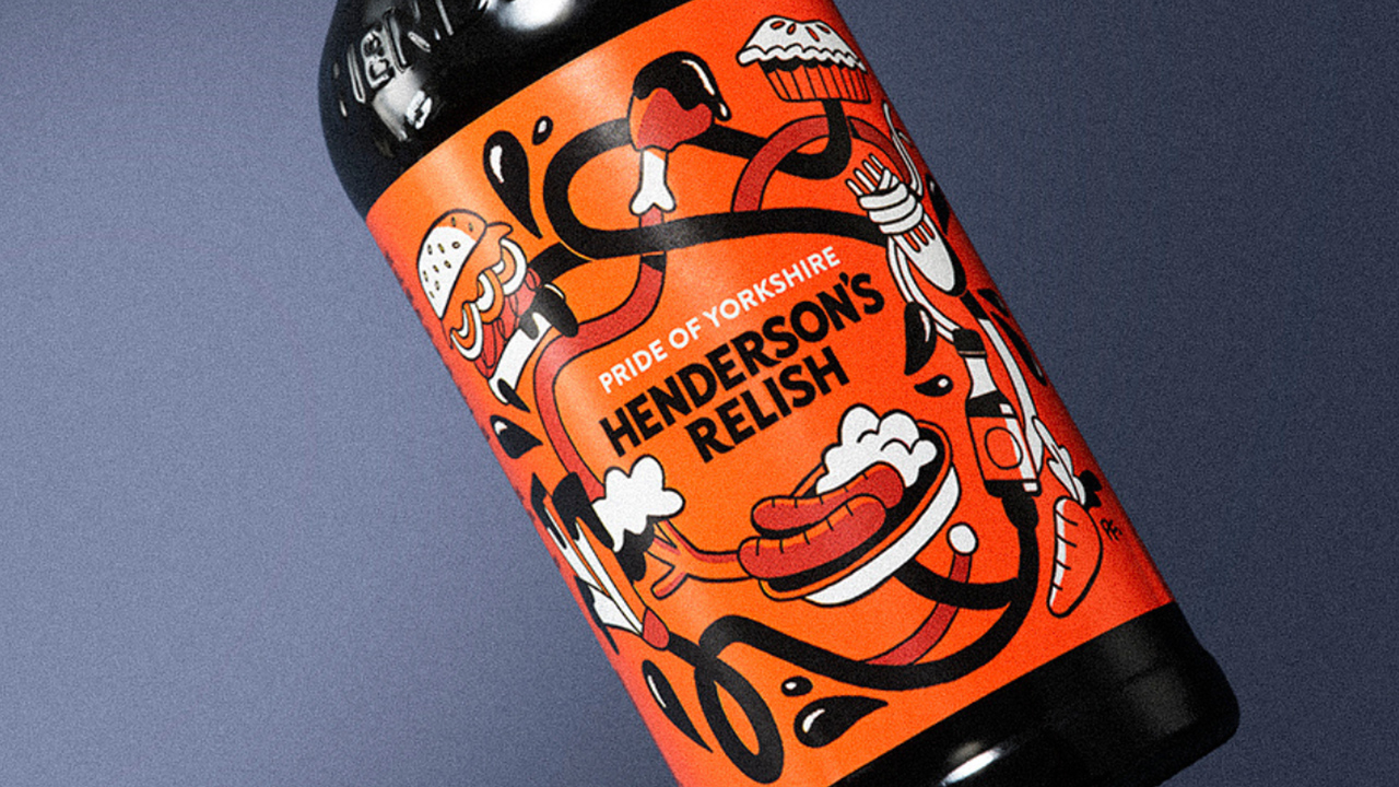 Henderson's Relish label on a bottle