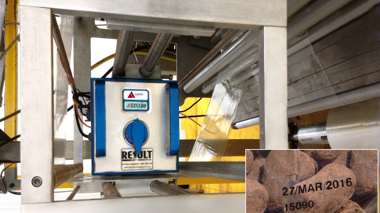 The 53XL80 is installed on a vertical form fill seal machine using bespoke mounting brackets specially made by Result Group
