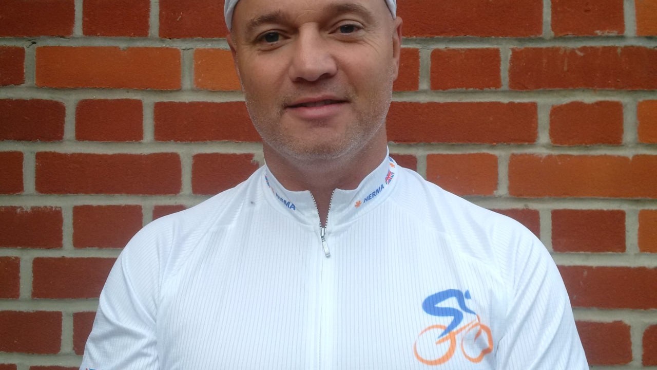 Colin Phillips, Herma UK, cycled from UK to Brussels Labelexpo for charity Colin Phillips, Herma UK, cycled from UK to Brussels Labelexpo for charity