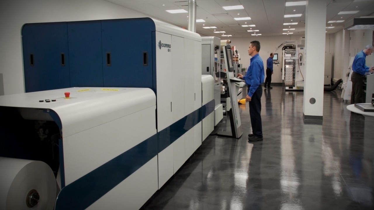 The facility includes five Domino presses