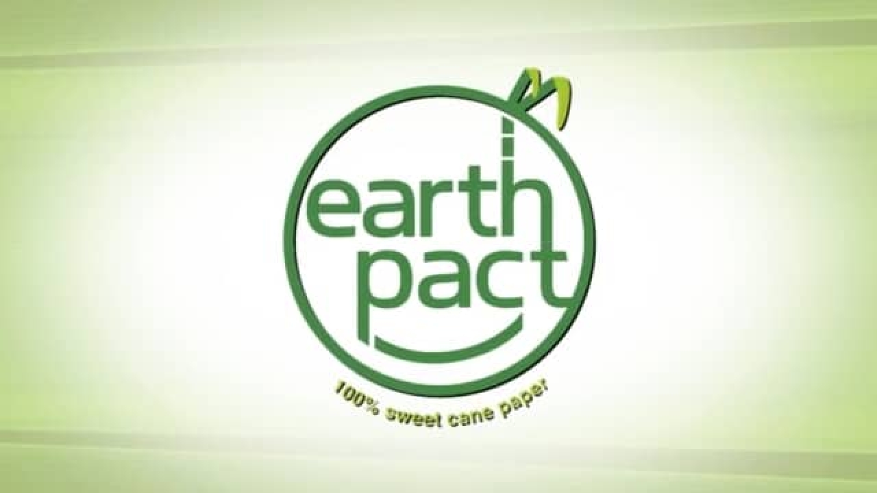 Earth Pact Sugar Cane is a paperboard product made from 100 percent pure sugar cane bagasse, an agricultural by-product of sugar manufacturing