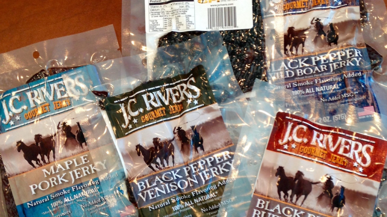 Glenoaks Food manufactures and packages more than 90 brands of beef, ostrich, turkey, buffalo and venison jerky for sale throughout North America Glenoaks Food manufactures and packages more than 90 brands of beef, ostrich, turkey, buffalo and venison jerky for sale throughout North America