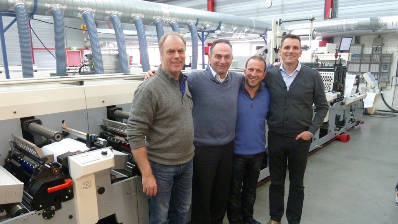 Pictured (from left): Leopold der Nederlanden, print manager at MPS; George J. Ekonomou, Etpa Packaging commercial director, Etpa; Yanis Sfatkidis, Etpa Packaging production manager; and Arnaud Fleuren, MPS area sales manager 