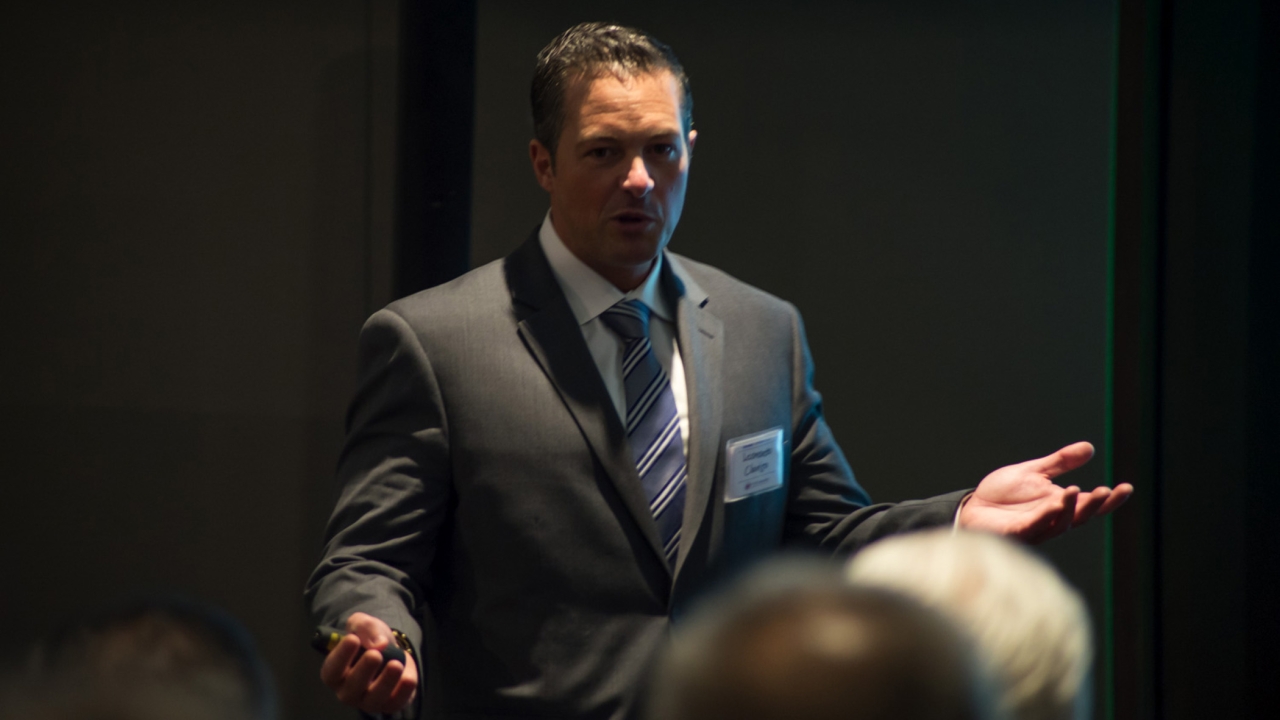 Leonardo Clavijo, sales manager for Goss in Latin America, presents during the Mexican packaging seminar Leonardo Clavijo, sales manager for Goss in Latin America, presents during the Mexican packaging seminar