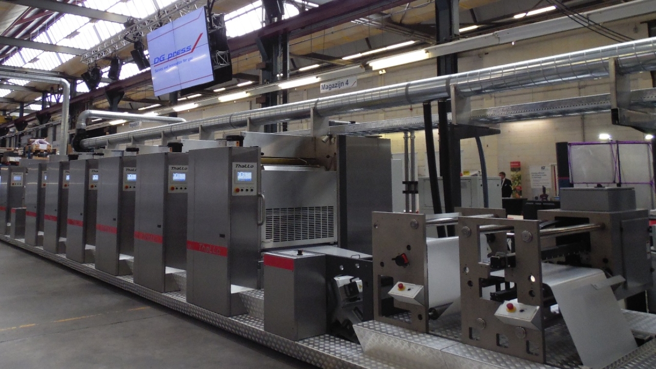A recent DG press Open House was centered around Vuye Flexible Packaging’s 7-color Thallo A recent DG press Open House was centered around Vuye Flexible Packaging’s 7-color Thallo