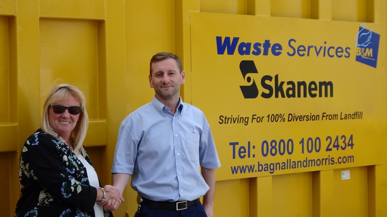 Rosemary Warnock, corporate contracts manager at B&M Waste Services, and Paul Brewer, a production manager at Skanem Liverpool Rosemary Warnock, corporate contracts manager at B&M Waste Services, and Paul Brewer, a production manager at Skanem Liverpool