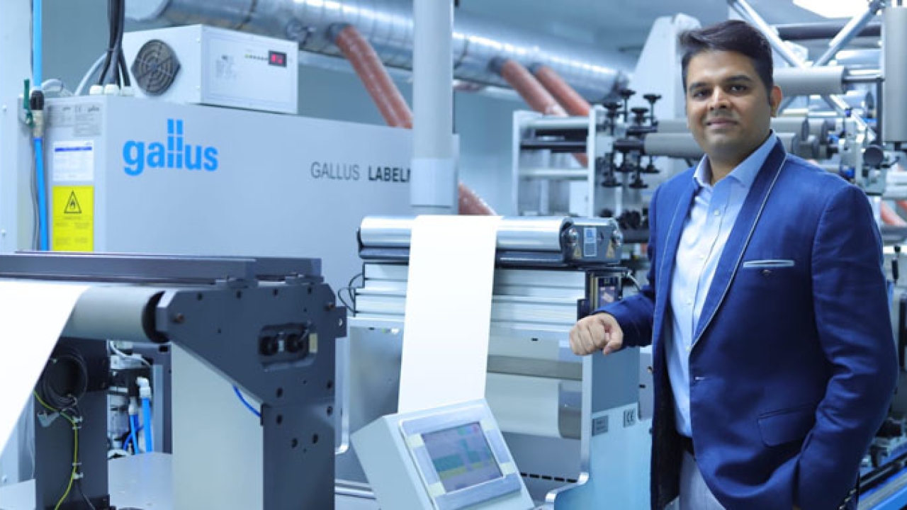 Bhrigav Jain, techno-commercial director of Monarch, with his new Gallus Labelmaster 440 flexo press